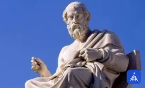 Antik Yunan filozofu Platon'un oturur hâldeki mermer heykeli